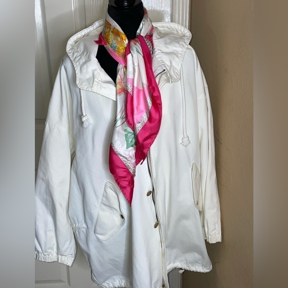 Adrienne Vittadini Sport White Hooded Nautical Jacket Medium​​​​​​​​​​​​​ - Picture 7 of 12